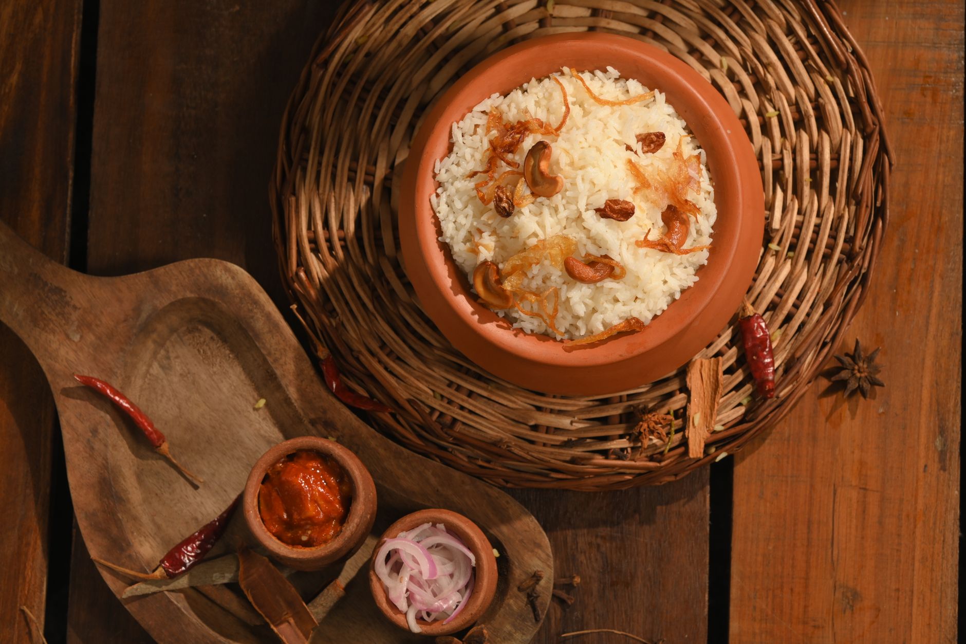 Delicious Kerala rice dish garnished with cashews and spices, perfect for a traditional meal.